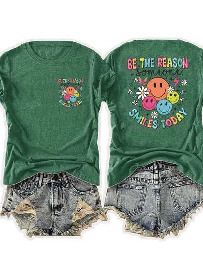 Women'S Casual Sports T-Shirt | Fun smiling Face Design, Lightweight & Breathable Fabric, Perfect For Beach And Park Outings - A Versatile And Trendy Addition To Your Wardrobe For Endless Joyful Adventures