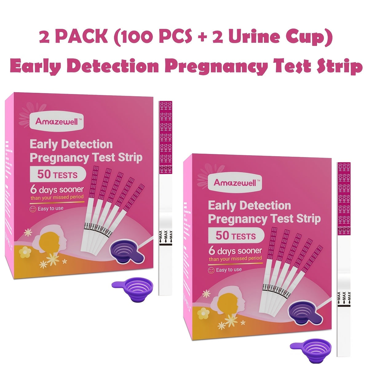 HCG Pregnancy Test Strips Kit - 25 50 or 100-Piece Home Test Options