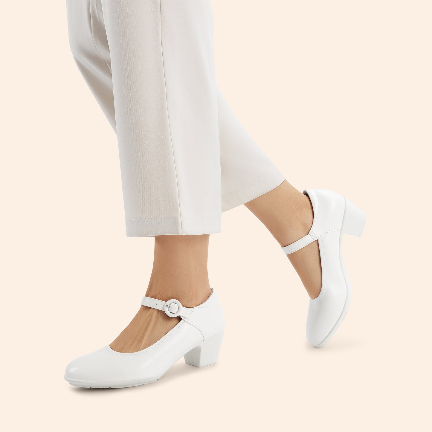 Women's Pumps Low Chunky Mary Jane Heels Closed Toe Comfortable Work Dress Shoes
