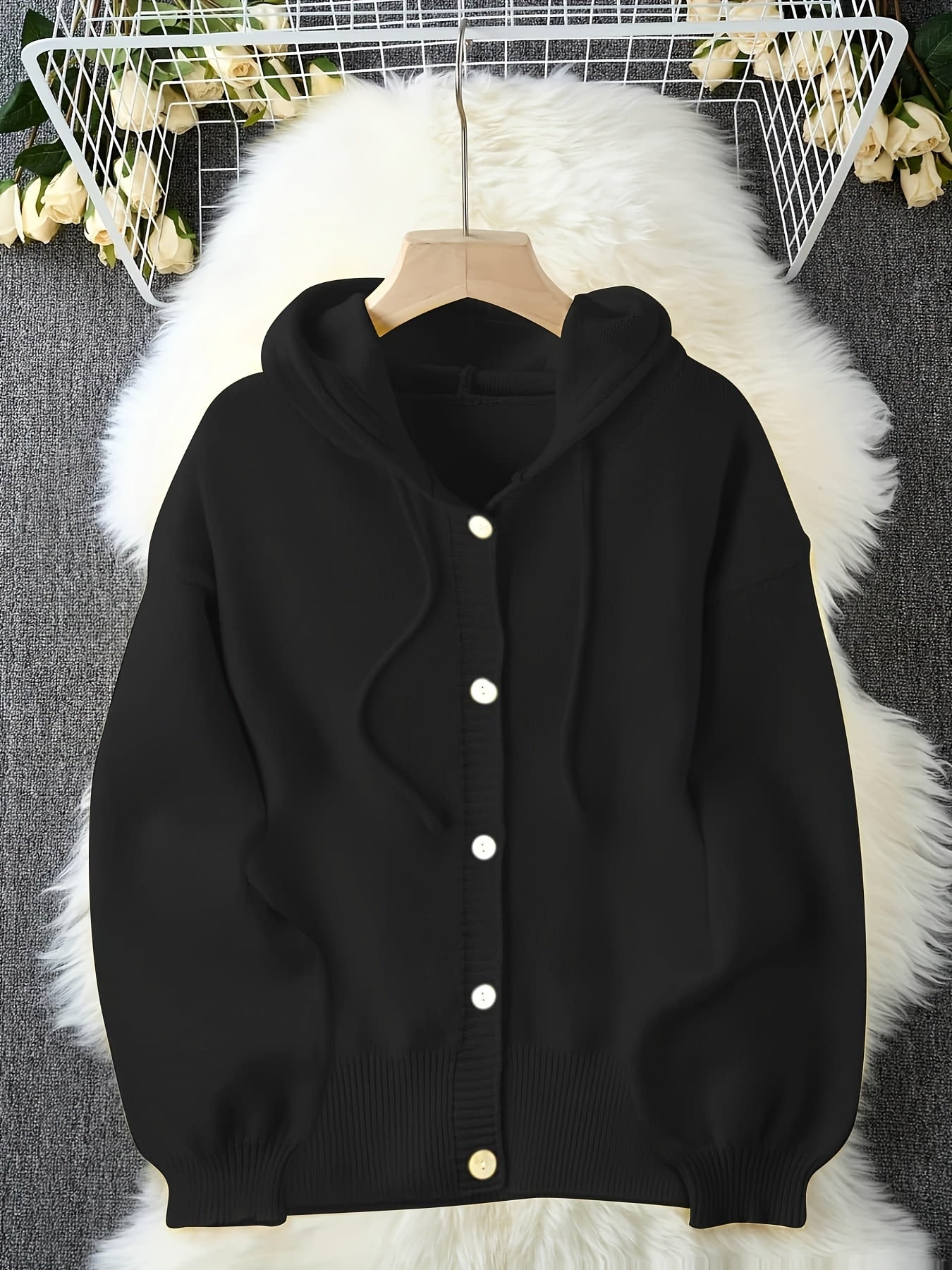 Plus Size - Plus Size - Plus Size Women'S Clothing, Sweet And Cute Style, Women'S Hooded Button-Up Cardigans, Autumn And Winter Fashion And Playful Items