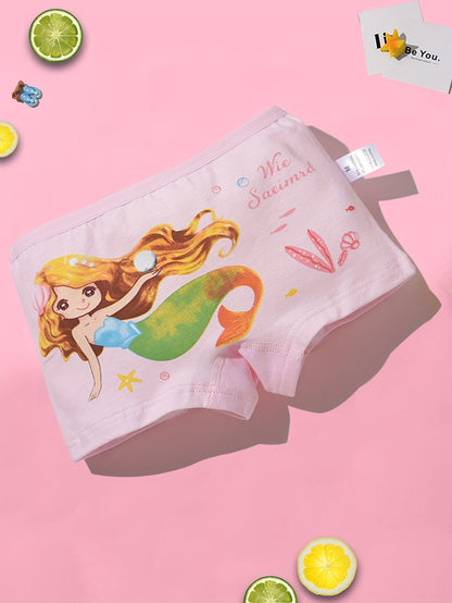 Random 10pcs Set, Cartoon Mermaid Girl Briefs, 95%, Soft And Comfortable
