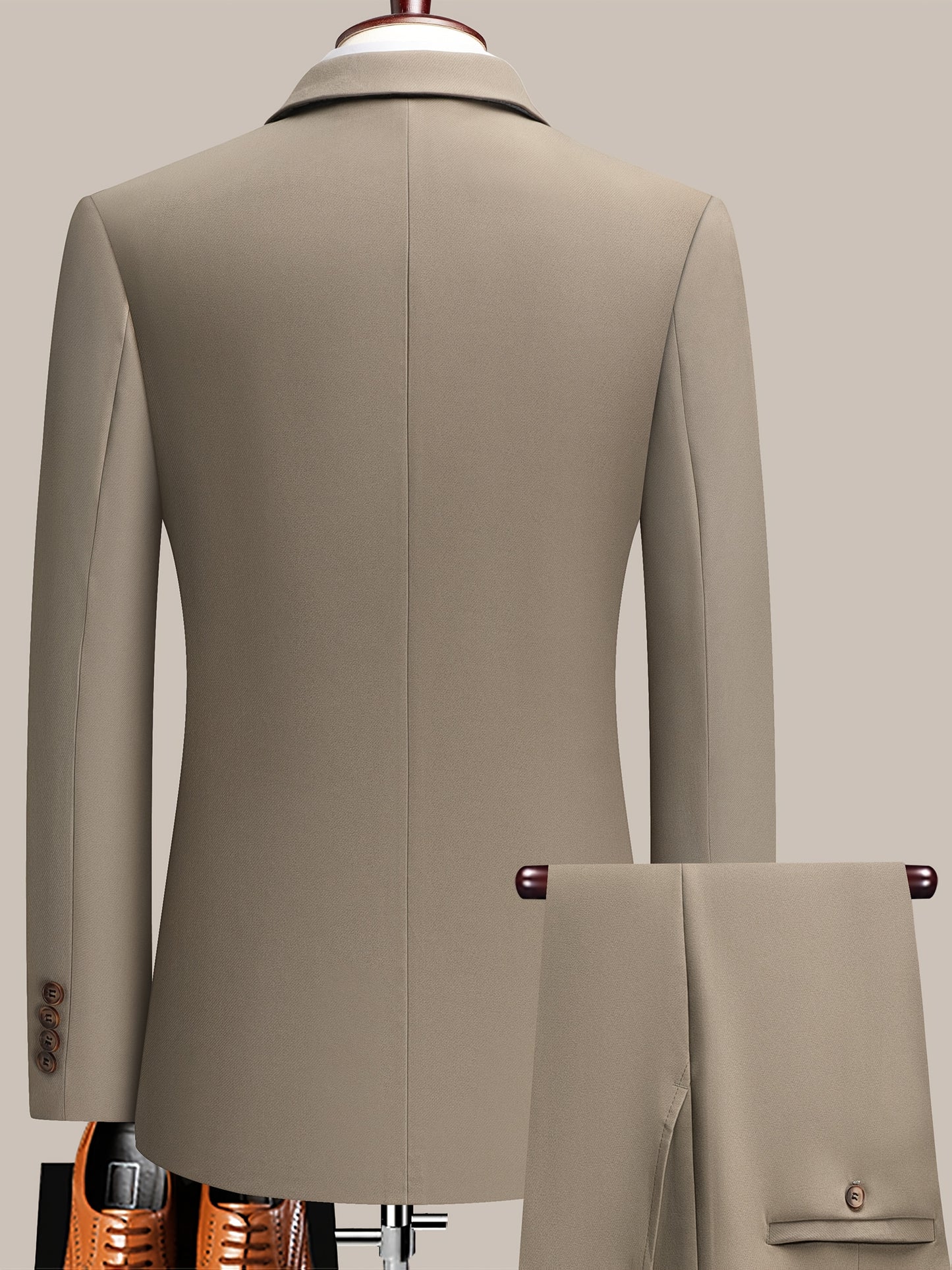 Latest Men's Solid Color Suit Two-Piece Suit Peaked Lapel Double-Breasted Four Seasons Men's Business Suit Formal Business Casual Wedding Dress