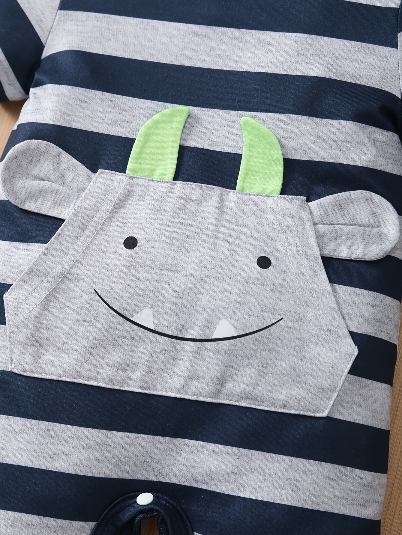 3pcs Baby Boy Summer New Cute Casual Collar Cool Little Monster Striped Jumpsuit 3pcs Set for Boys' Clothes, Perfect for Outdoor
