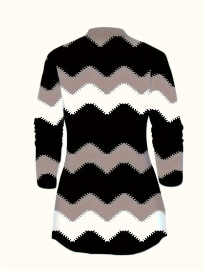 [Printed Cardigan Set] Women's 3pcs Set, Printed Cardigan Jacket Paired with Solid Color Casual Pants Vest Daily Set