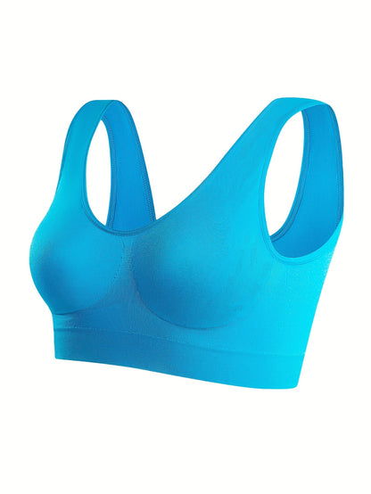 7 Solid Seamless Sports Bras, Comfortable And Breathable Bras, Women's Underwear And Vests