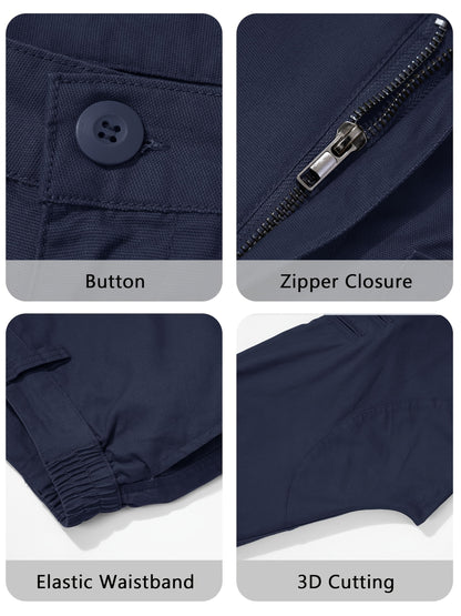 Men'S Cargo Pants /Spandex Scratch-Resistant Outdoor Training Trousers Lightweight with 9 Utility Pockets, Work Pants for Men Zippered Hem Design, Elastic Waistband for Daily Commuting, Office, And Outdoor Activities (Belt Not Included)