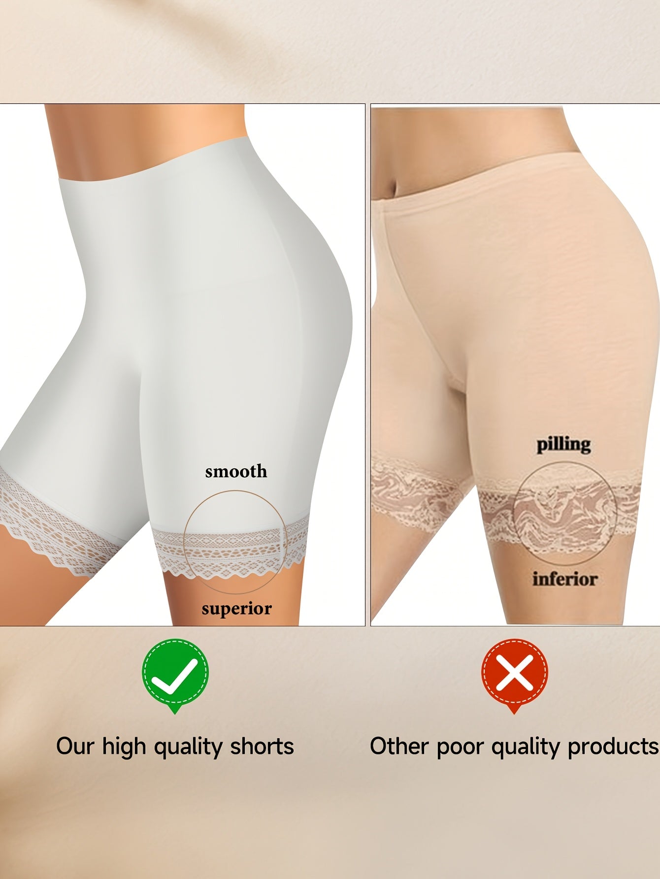 Women's Mixed colors Lace High-Waist Shorts - product view 9