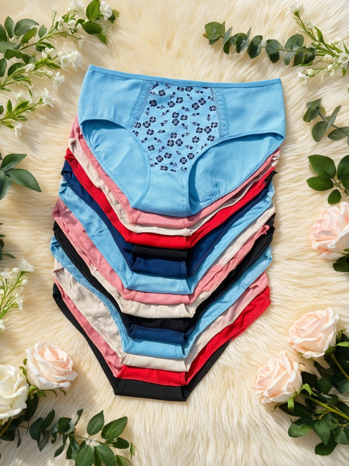 17pcs Women's Comfortable Mid-Waist Printed Bikini Panties, Breathable Butt Lifting Plus Size Panties (Random Delivery)