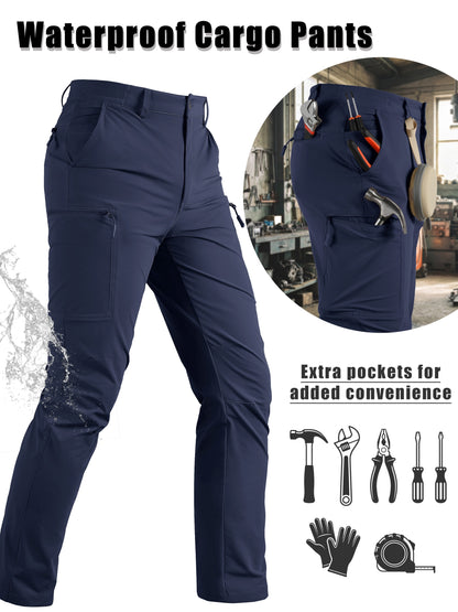 Men'S Cargo Pants Spring Hiking Trousers Quick-Dry Ripstop Stretch Fabric Breathable Moisture-Wicking Lightweight Elastic Waist And 3D-Cut 6 Pockets Outdoor Pants for Fishing Travel Camping, Work in Spring And Summer