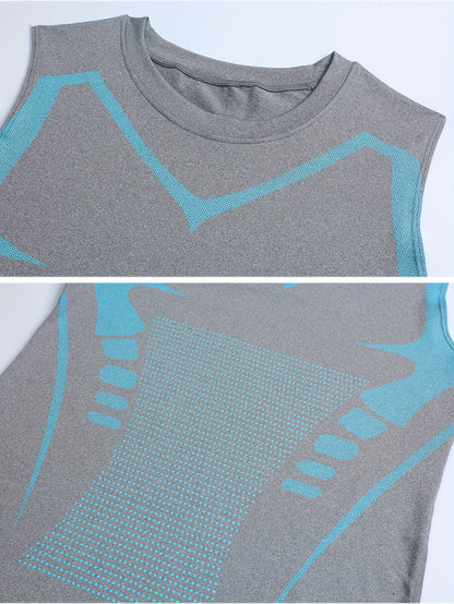 Set of 3 Men'S Athletic Compression Tank Tops, Sleeveless Shirts for Basketball, American-Style Training Vests Designed for Moisture-Wicking And Quick-Drying, Ideal for Sports And Outdoor Activities