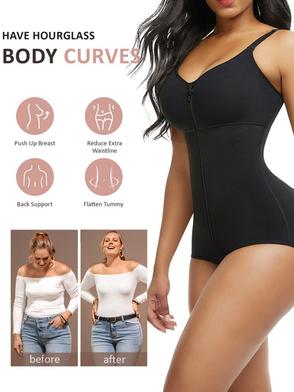 Colombianas Body Shaper Tummy Control Shapewear Zipper Full Bust Corset Bodysuits