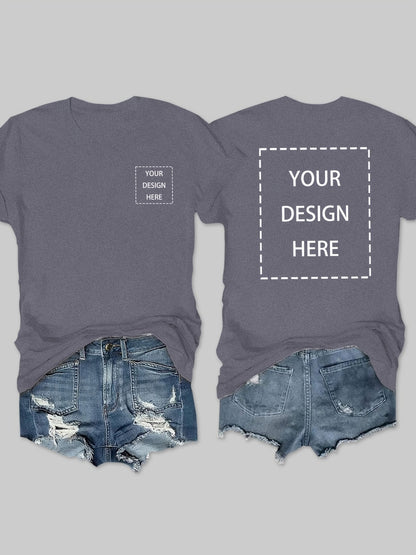 Customizable Women'S Geometric Print Crew Neck Short Sleeve T-Shirt - Soft Pink Casual Elegant Top, Machine Washable Comfort Fit, Personalized Design, Perfect for Spring/Summer/Fall, Casual Wear|Casual Style|Medium Stretch Fabric