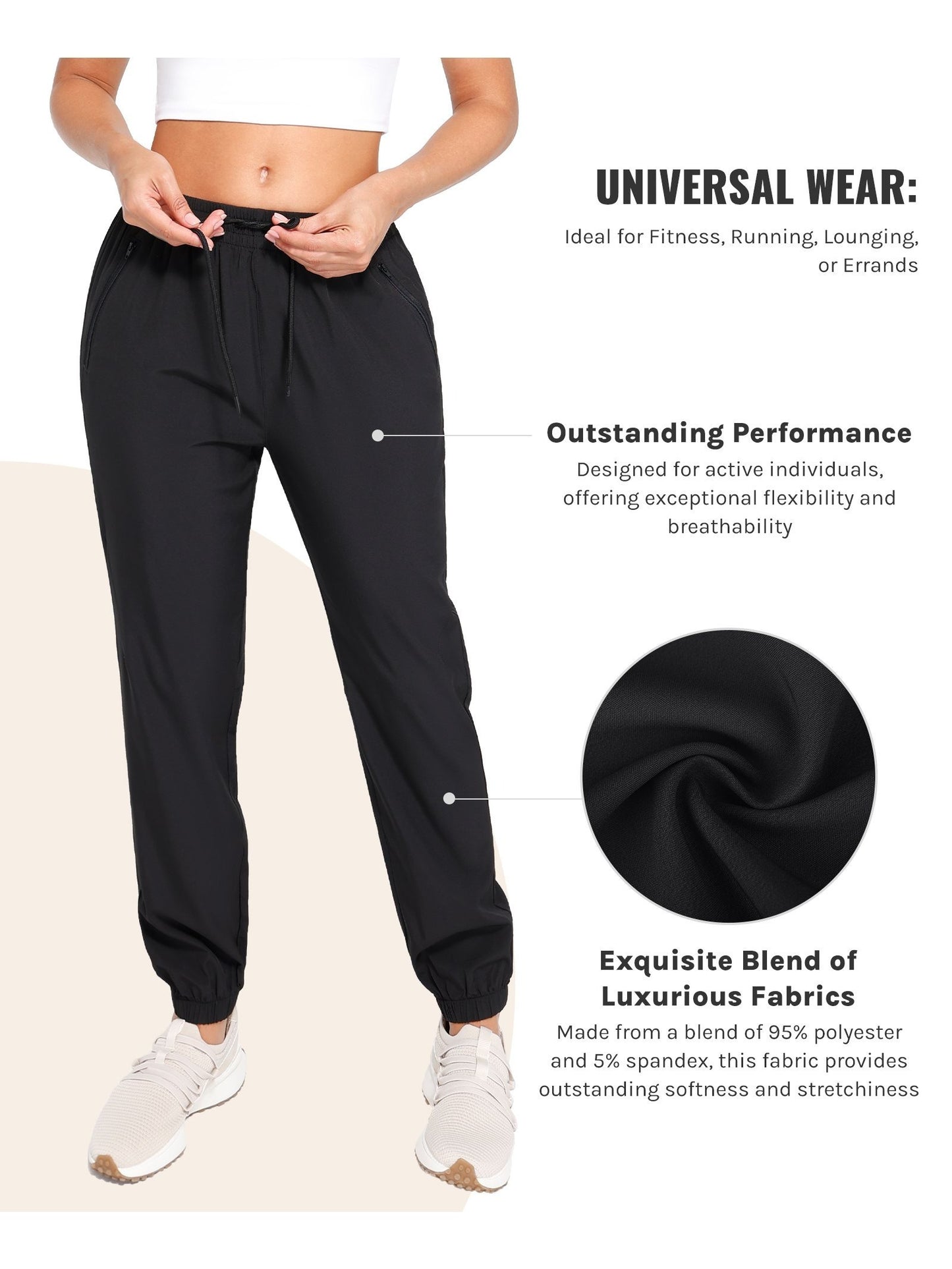 [Three Colors Available]1pc Womens Golf Pants Quick Dry Ultra Light Stretch Pockets Soft Workout Pants for Travel with Inside Drawstrings