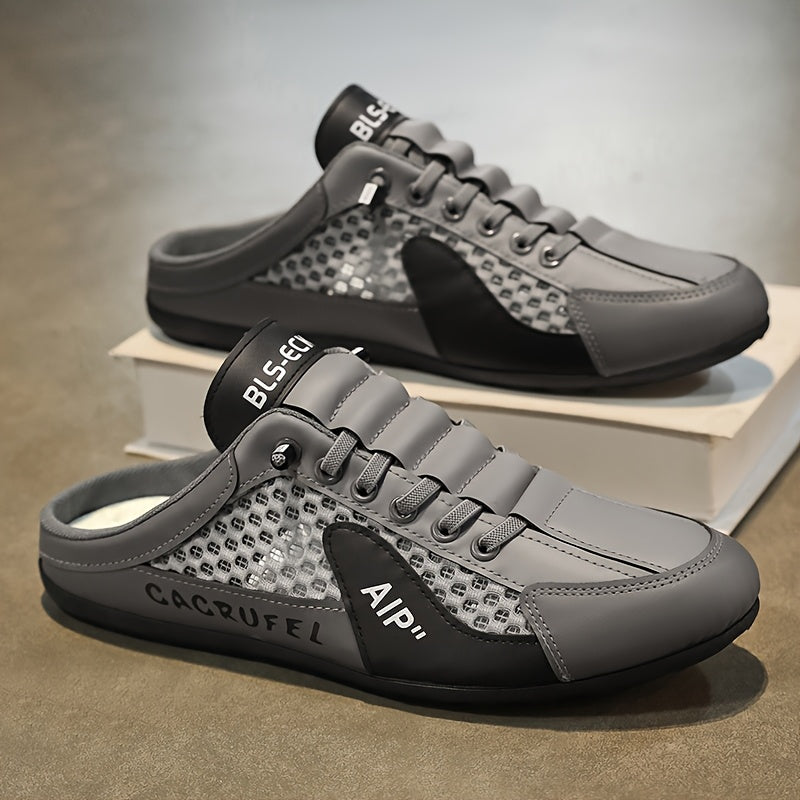 Men'S Slip on Breathable Non Slip Casual Shoes, Summer Trendy Color Block Round Toe Slippers for Outdoor Beach Walking Camping Casual Activities