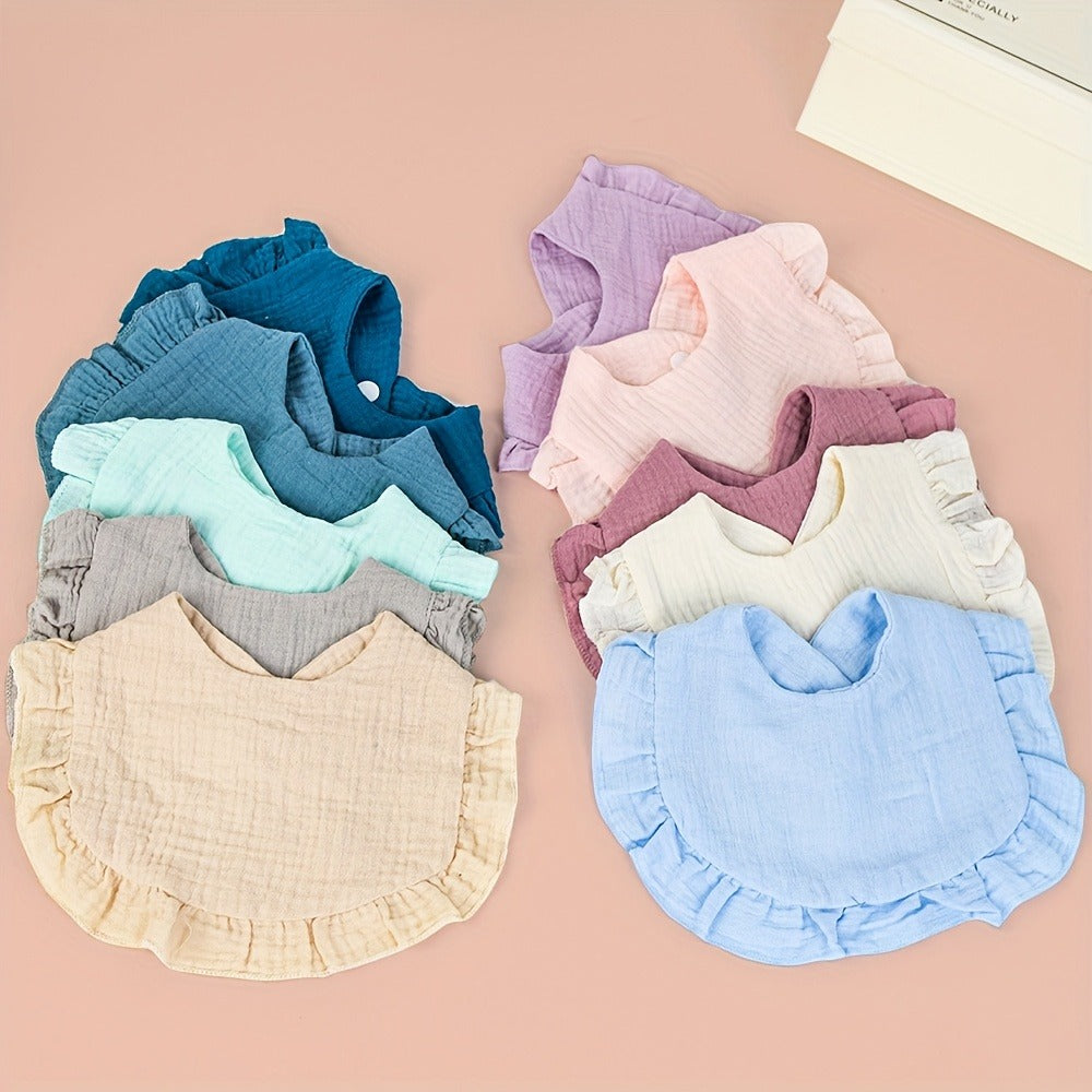 Muslin Baby Bibs 10-Pack - Adjustable Drool Bibs
