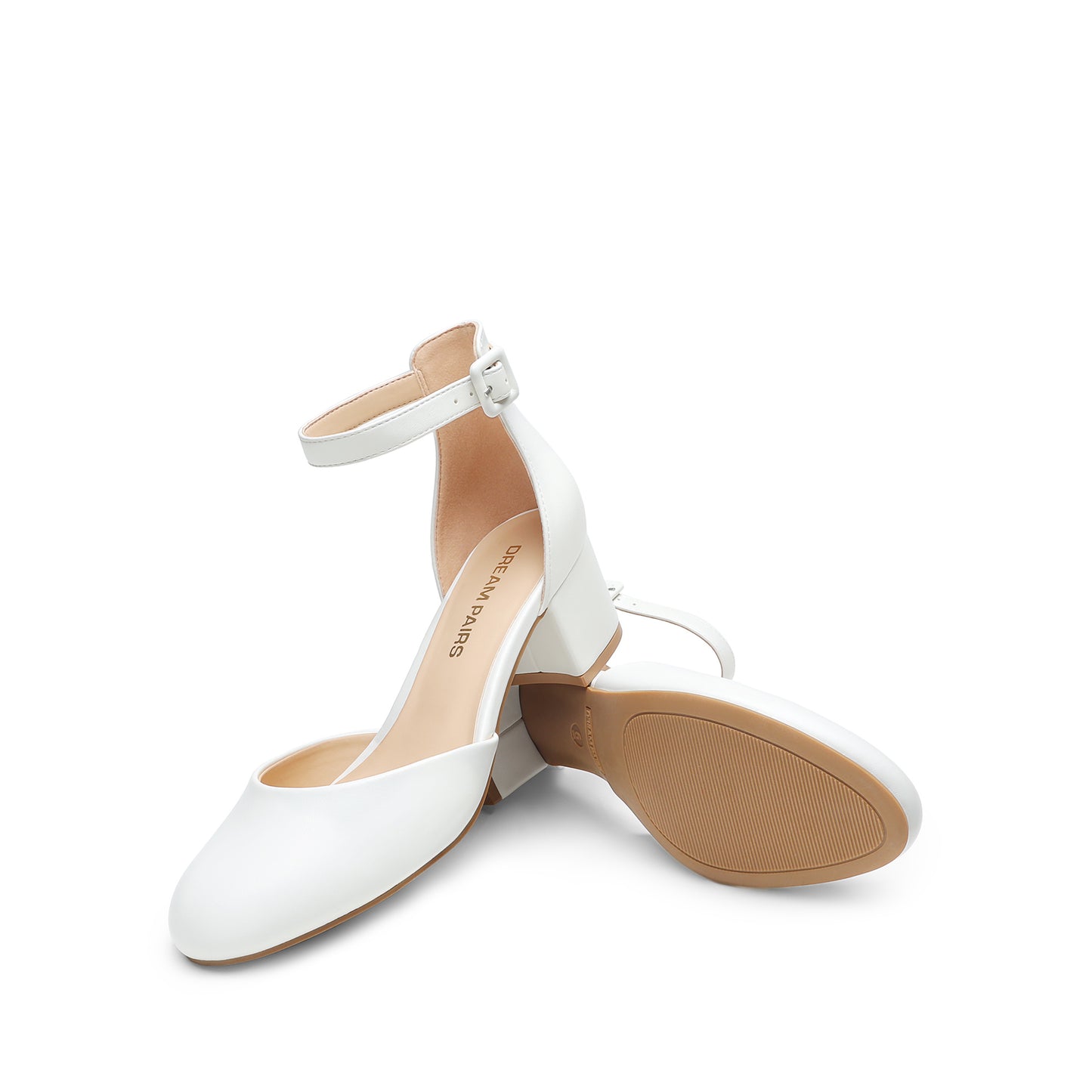 Women's Closed Round Toe Low Block Heels Ankle Strap Chunky Heel Pumps Dress Wedding Office Party Shoes Closed Toe Heels for Women Heels Closed Round Toe Chunky Block Pumps Shoes