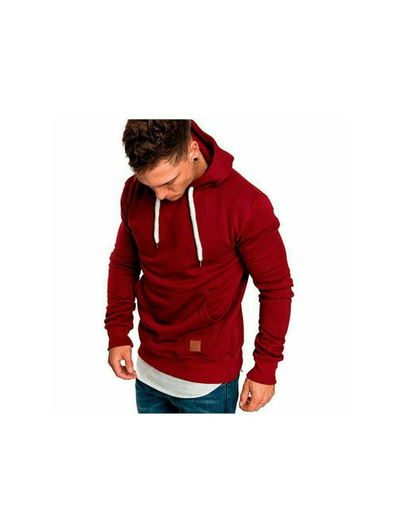 CRAZYHONEY Men Hoodie Casual Hooded Solid Pocket Cup Slim Fit Sweatshirts Pullover Sweater Tops Long Sleeve