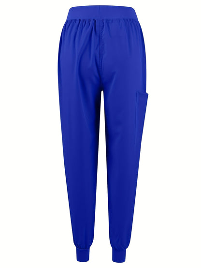 [Breathable Scrubs Set] Scrubs Top And Pants Unisex Breathable Quick Drying Scrubs Uniform Women And Man Scrubs Set V-Neck Top T-Shirt And Tapered Leg Jogger With Drawstring Nursing Uniforms Set Suitable For Pet Hospitals, Dental Clinics, Nursing Work, Et