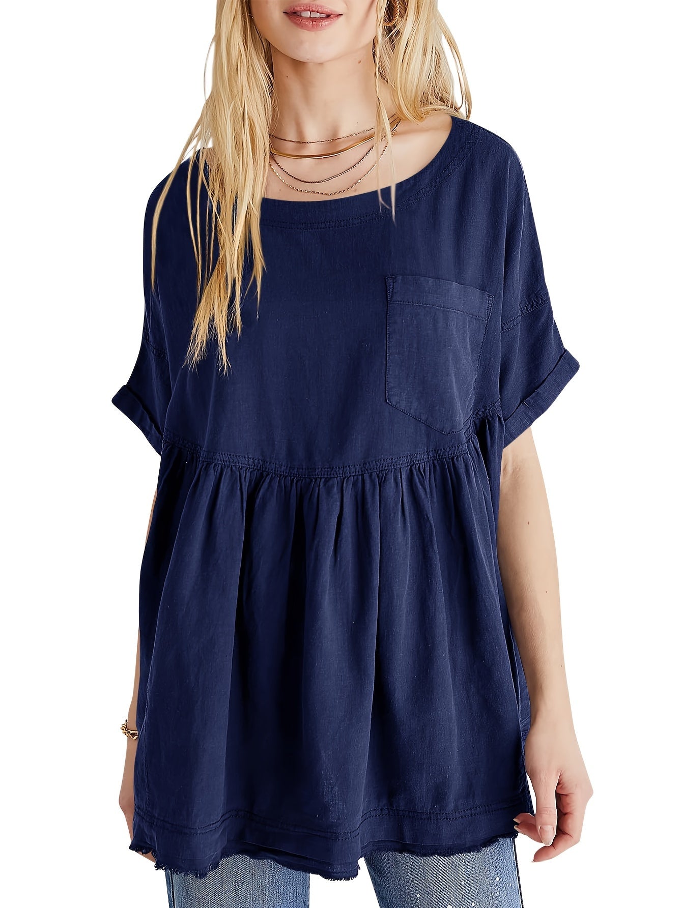 Women's Beige Oversized Short-Sleeve Shirt - product view 17