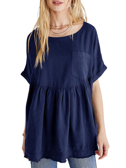 Women's Beige Oversized Short-Sleeve Shirt - product view 17