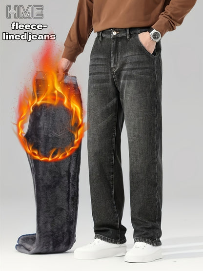 Men's Straight Leg Jeans - Classic Wash Clean Finish Streetwear 689061
