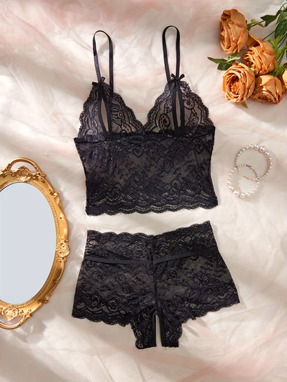 Elegant Blue Lace Sexy Lingerie Set with Floral Pattern - Includes Strapless Bra, Corset, and Thong, Bow Details, Adult Women's Semi-Transparent Seduction Briefs, Exotic Apparel|Floral Lace Set|Strapless Design