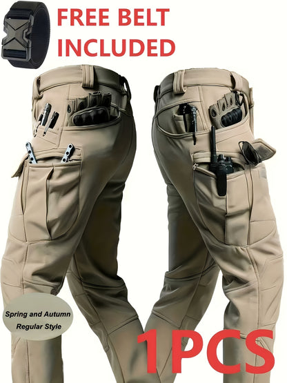 Men'S Lightweight Tactical Overalls - Durable, Breathable, Quick Dry Polyester with Multiple Pockets for Outdoor Adventures, Hiking And Work (Belt Included), All Season Pants | Relaxed Fit Pants | Wear-Resistant Outdoor Wear, Hiking Pants