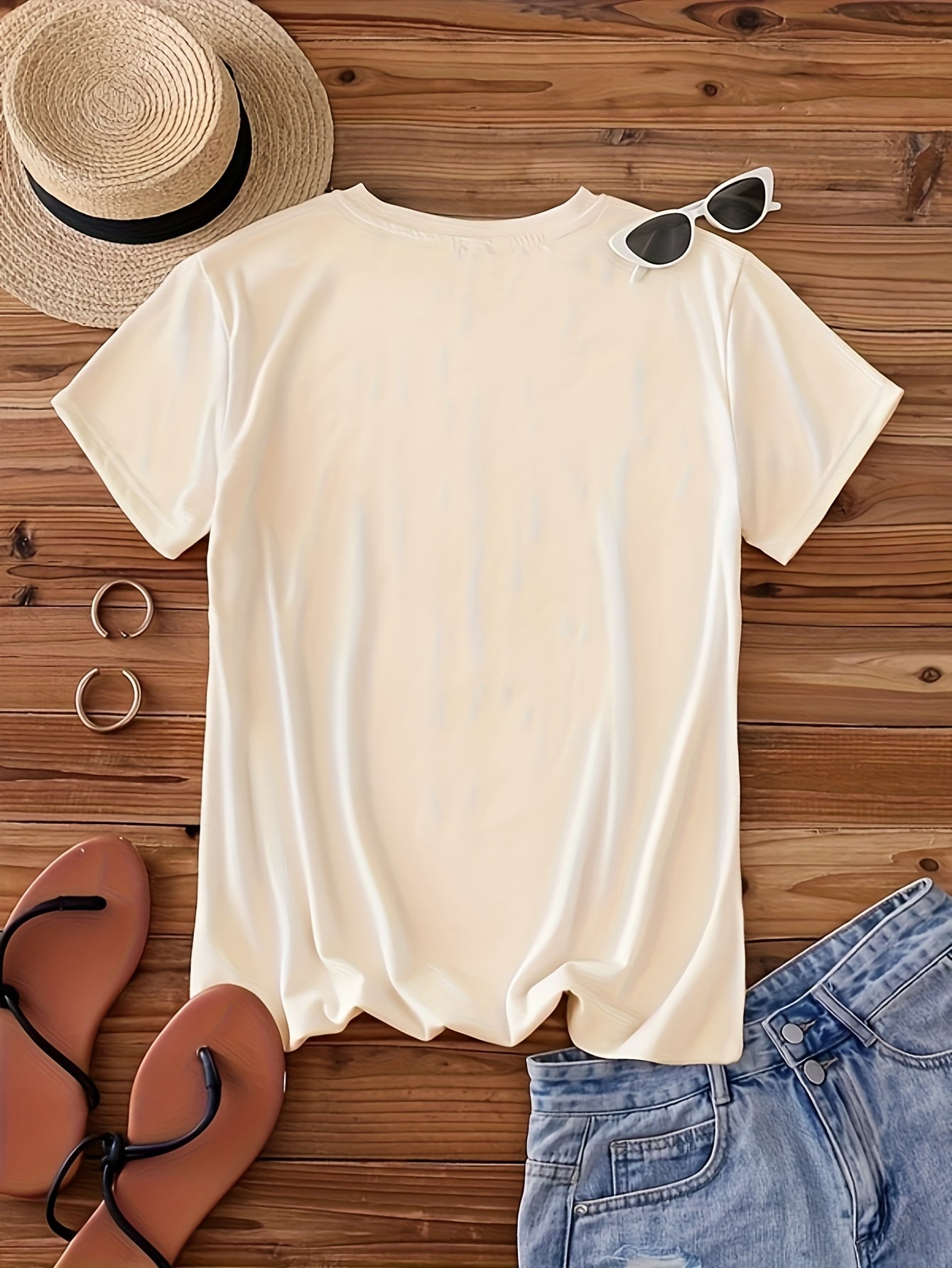 Women'S Spades A Pattern T-Shirt - Casual Short Sleeve Round Neck Top