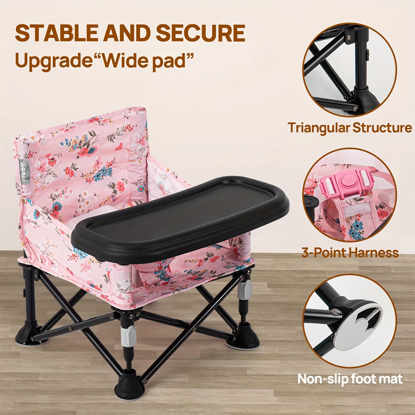 Portable Baby Beach Chair:Foldable Baby Portable Baby Chair Dining Chair, Baby Camping Chair with Tray for Baby Girl, Toddler Camping Chair Design Straps to Kitchen Chairs Portable Chair | Indoor And Outdoor Use As Hallowee & Christmas