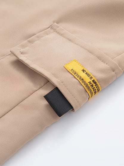 3PcsMen's Gray Cargo Shorts Drawstring Waist Loose Fit Multi-Pocket Lightweight Summer Casual Shorts, Men's Streetwear Outdoor Daily Bottoms