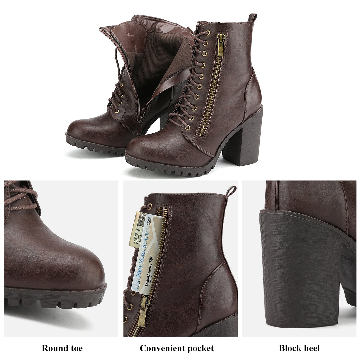 Women's Stylish Fashion Comfortable Chunky Heel Ankle Booties