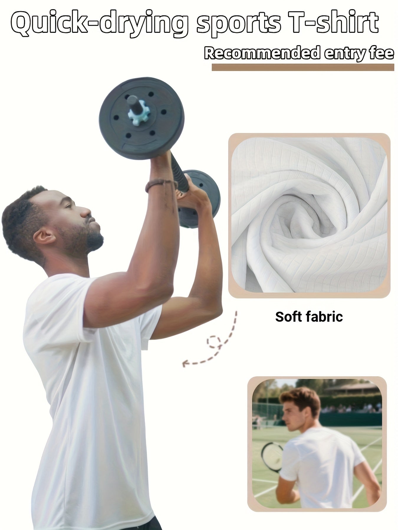 5pcs Men'S Summer Loose Crew Neck Short Sleeve T-Shirt - Check Fabric Top-Moisture-absorbent, Breathable, Soft And Comfortable For Daily Sports, Fitness And Training