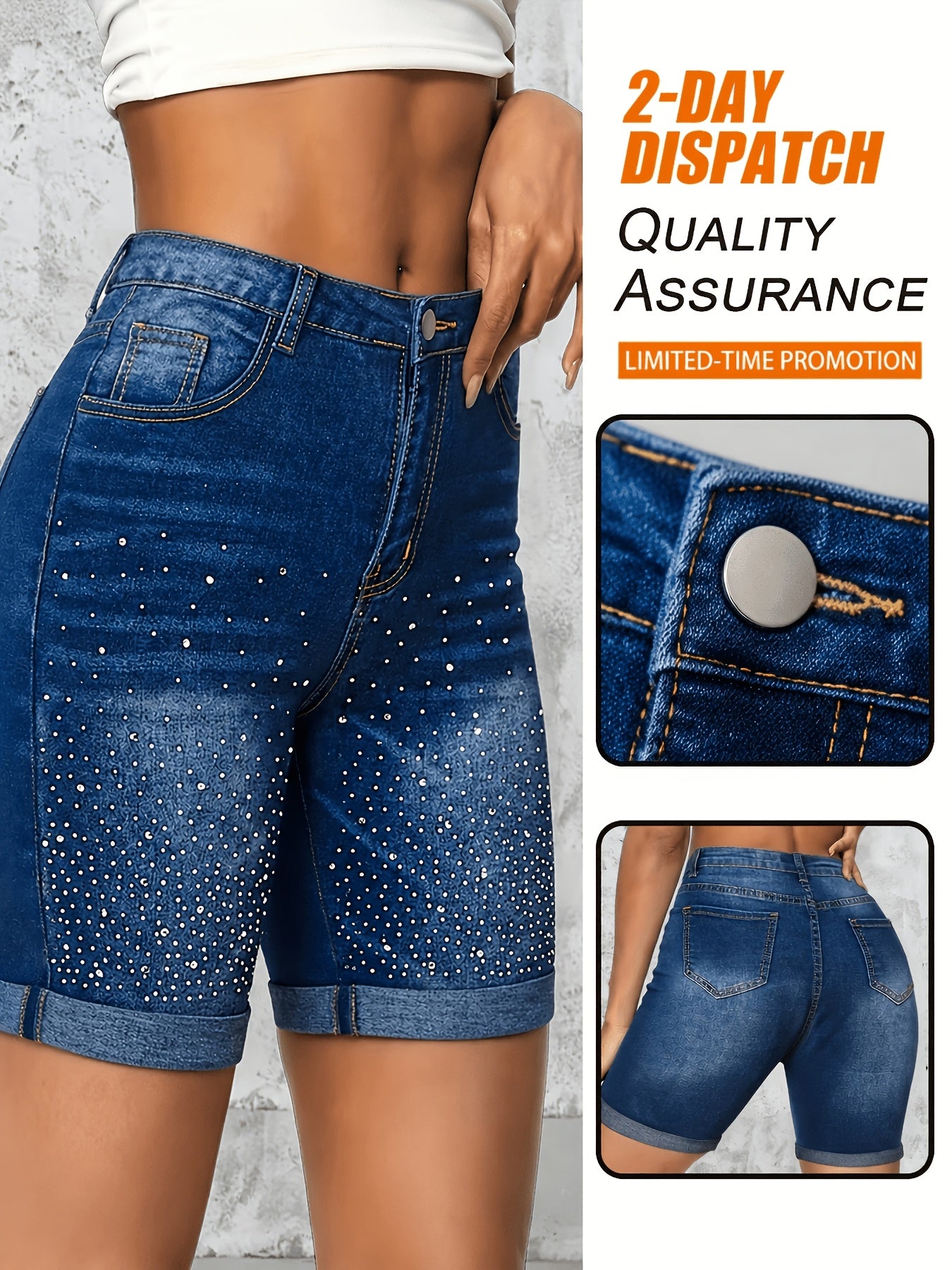 Women's Medium Blue Denim Denim Shorts - product view 8