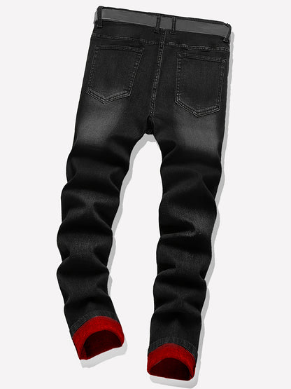 2pcs Men's Slim Fit Distressed Ripped Jeans | Classic Stretch Denim Pants, Trendy Casual Versatile Outfits