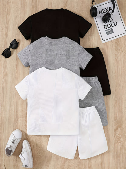 6pcs Short-sleeved Suit Spring And Summer New Comfortable And Breathable Clothes Boy Shorts Clothing T-shirt Summer Clothing Outdoor Sports, for Outdoor
