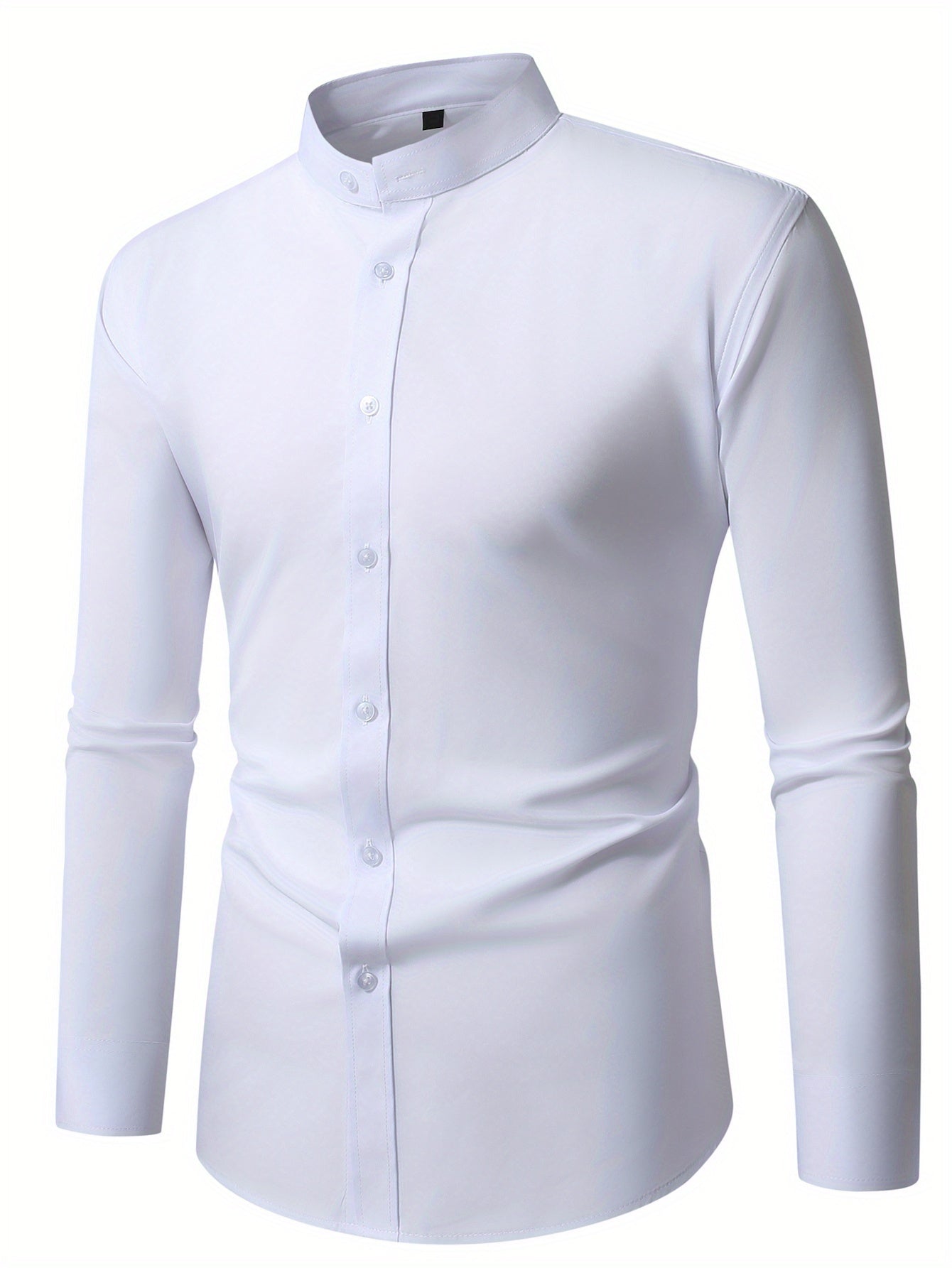 Men'S Henley Collar Long Sleeve Shirt | Casual, All-season, Solid Color, Regular Fit, Button Details, Woven Fabric