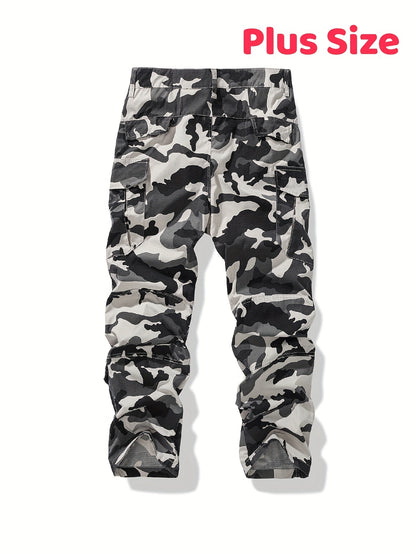 Men'S Heavy-Duty Tactical Cargo Pants - Camo Camouflage (Green/Brown/Beige) with Multi-Pocket Design, Belt Loops & Zippered Pouches - All-Season Outdoor Pants for, Hunting, (Plus Size Available, PLUS SIZE