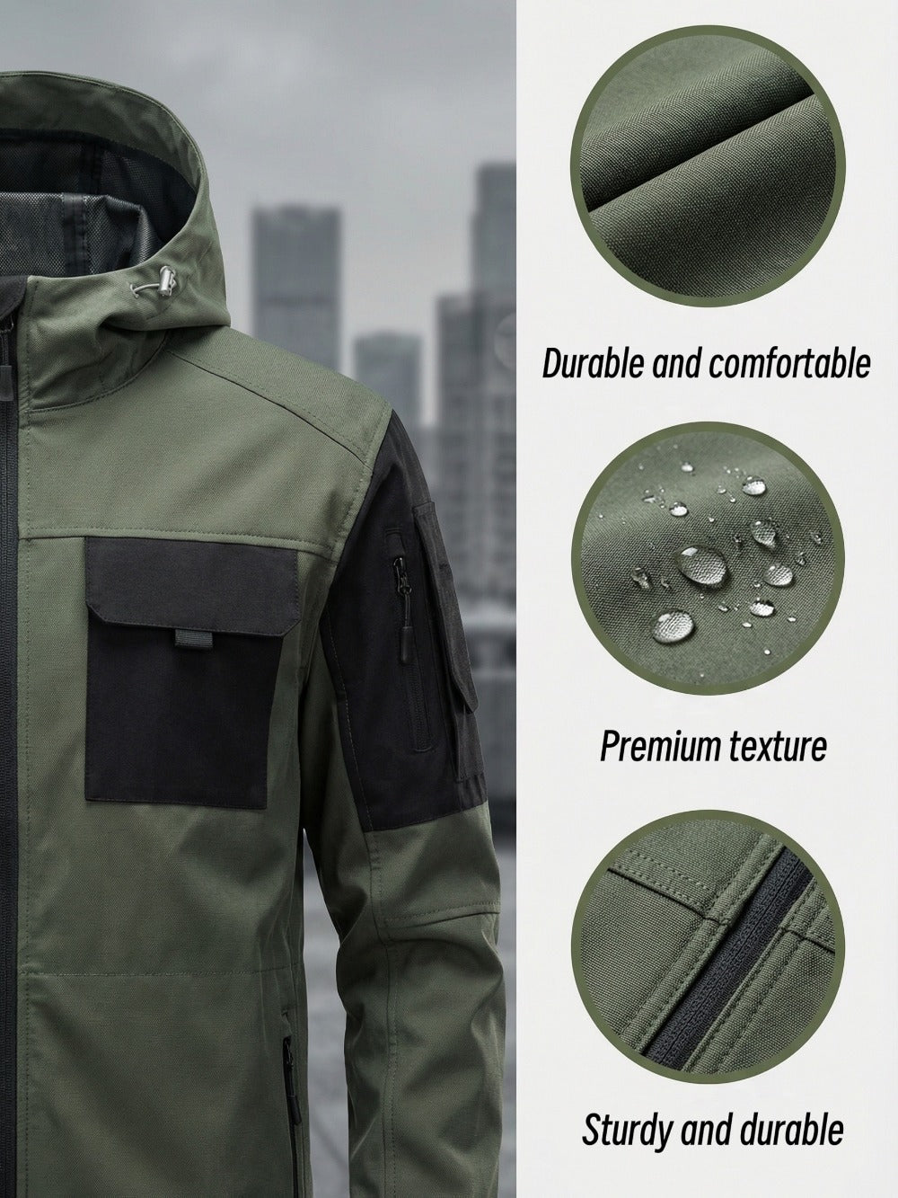 Men's Windproof Zip-Up Coat Everyday 541