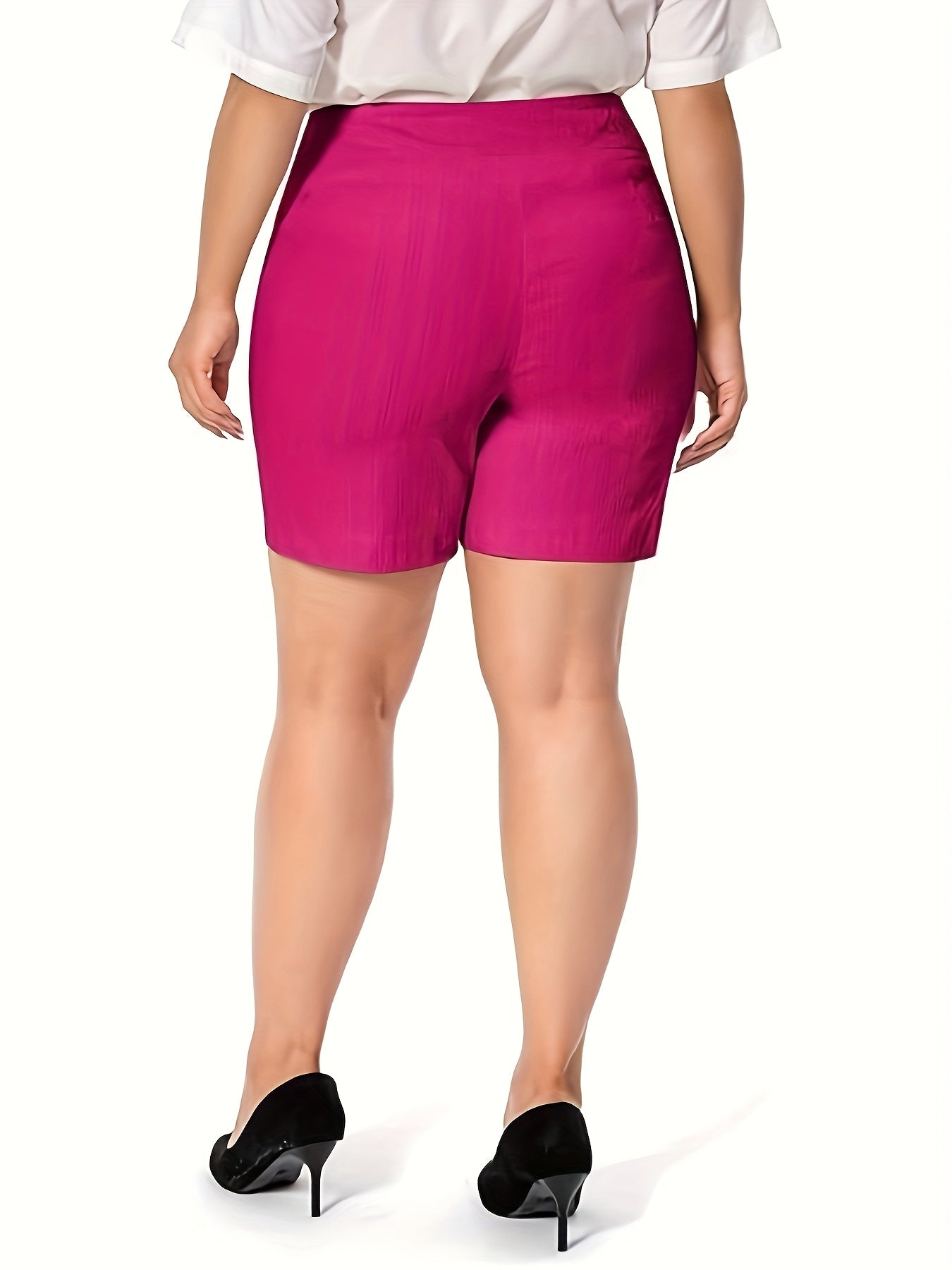 Work Causal Tulip Hem Pull-On Dress Career Shorts with Two Front Pockets