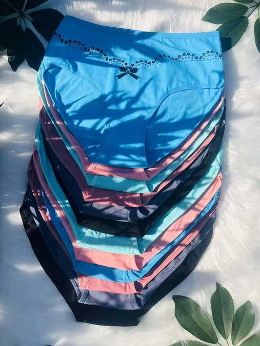 [Women Underwear] 12pcs Set Of Women'S Underwear, Decorated With Butterfly Flower Decorations, Skin Friendly And Breathable, Comfortable And Soft, Elegant And Fashionable Women'S Underwear