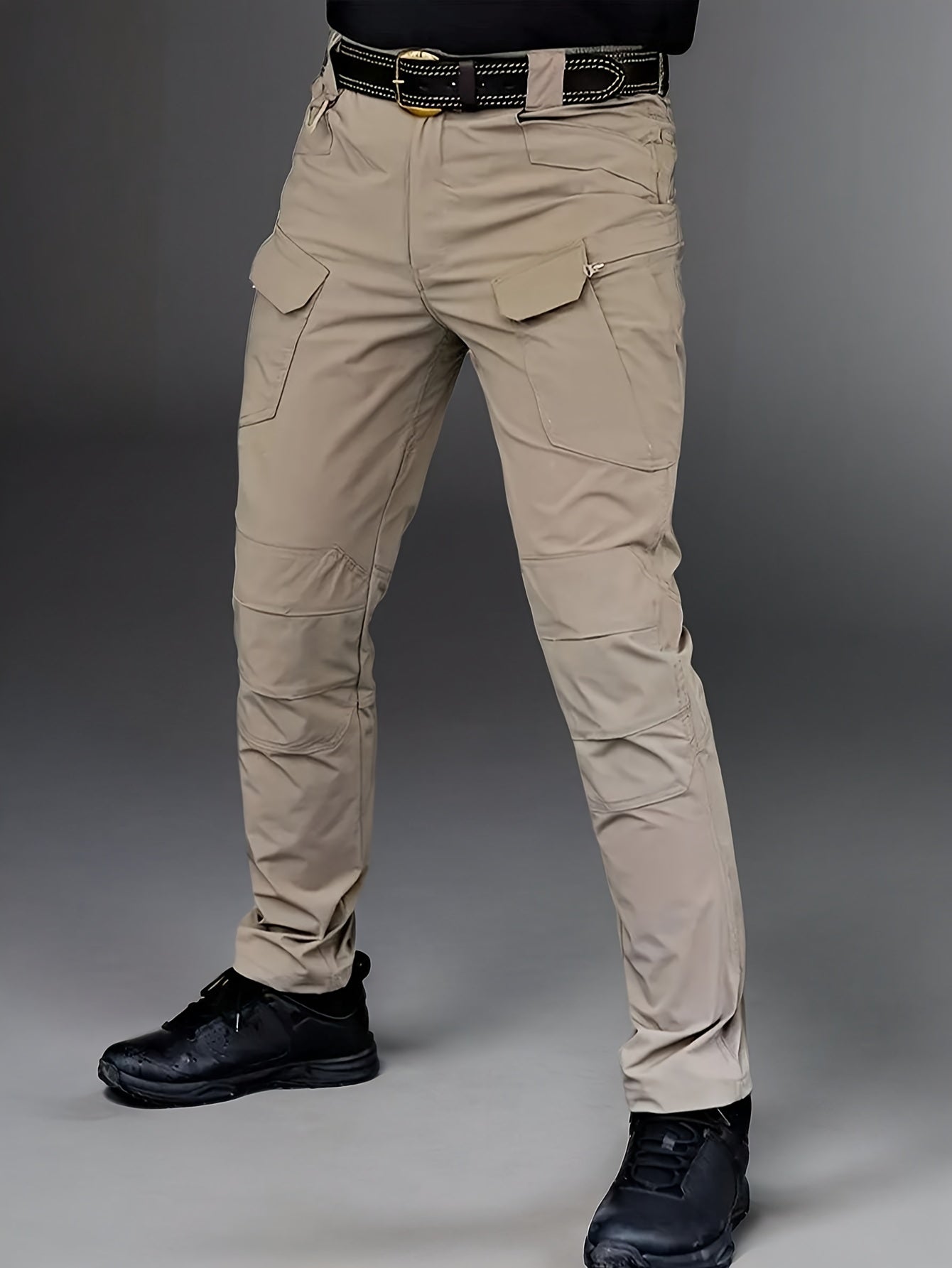 Men'S Lightweight Tactical Overalls - Durable, Breathable, Quick Dry Polyester with Multiple Pockets for Outdoor Adventures, Hiking And Work (Belt Included), All Season Pants | Relaxed Fit Pants | Wear-Resistant Outdoor Wear, Hiking Pants