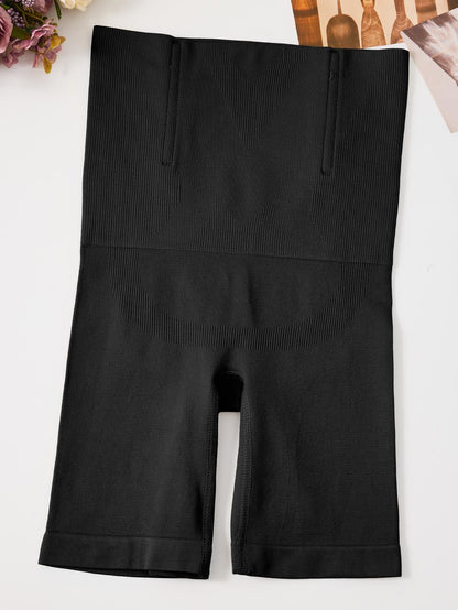 1pc Women'S High-Waisted Boxer Briefs - Tummy Control & Butt Lift Underwear, High Compression Shaping Shorts with Light Thigh Support, High-Waisted Elastic Waistband for Postpartum, Work, Gym & Casual Attire - Solid Black Minimalist Design, Postpartum Sup