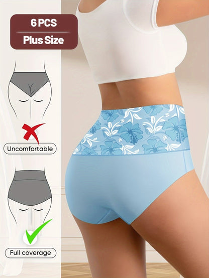 Women’s Plus Size 6-Pack High-Waist Shapewear Briefs - Tummy Control Support