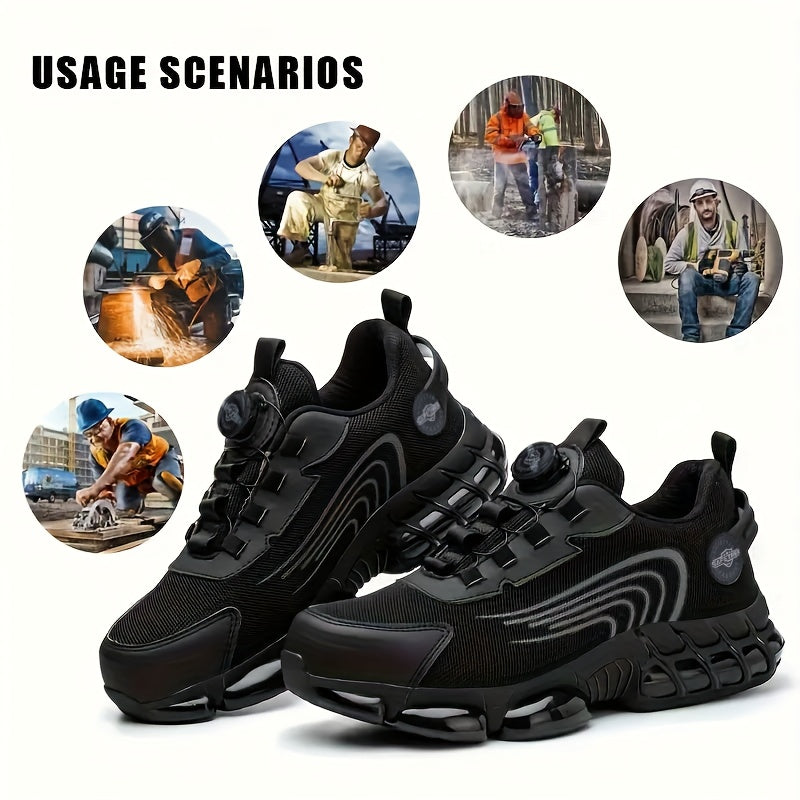 Men & Women Breathable Steel Toe Safety Shoes, Designed with Anti-Collision Anti-Puncture Non-Slip Sole, Lightweight Fabric Upper All-Season Work Footwear for Warehouse Factory Construction Site Outdoor Activities.Protective Footwear/Security Shoes.