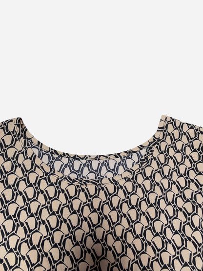 [Floral Blouse] Elegant Floral Print Crew Neck Blouse for Women - Versatile & Stylish, Machine Washable Polyester