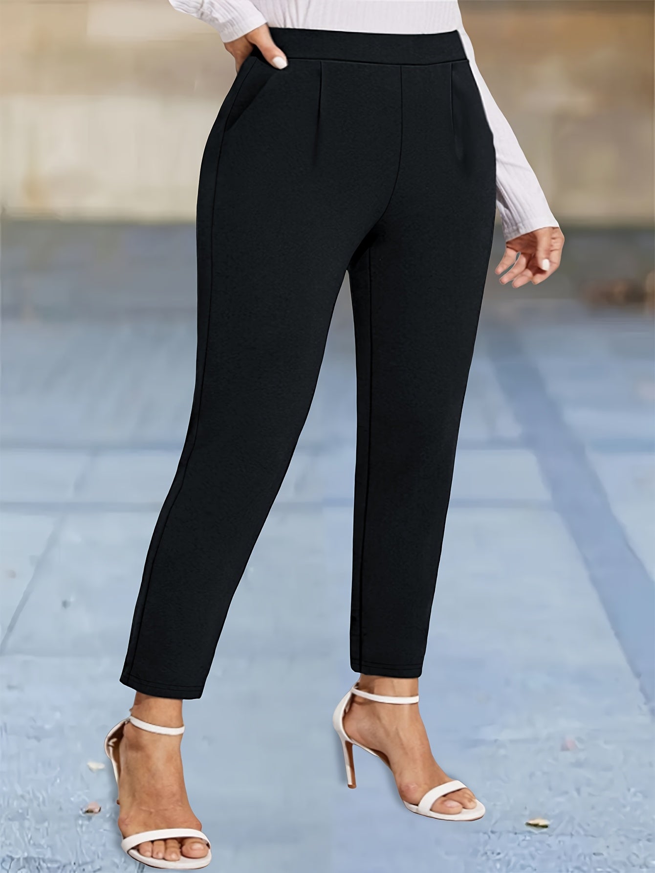 Women's Black Polyester Pants - product view 6