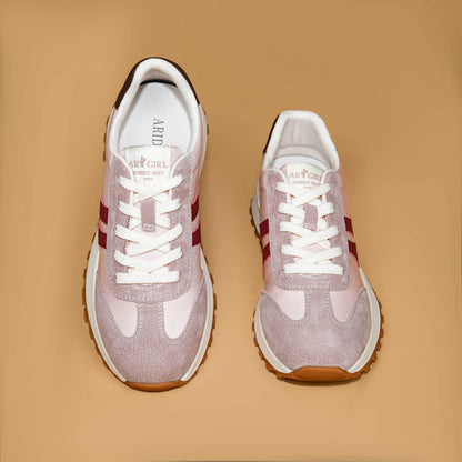 Women's Genuine Leather Chunky Lug Sole Lace Up Running Shoes Casual Designed Fashion Sporty Sneakers AA1127n