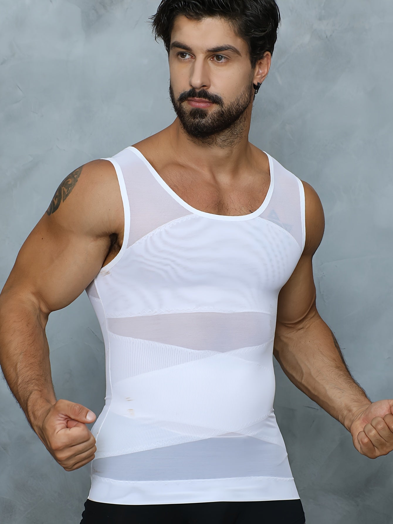 Men'S Compression Vest Shaper for Belly Fat - Ultra-Thin & Breathable Slimming Vest.Post-Surgery Recovery, Seamless Invisible Under Shirt, Cool Workout Body Shaper Formen (Black, Medium)