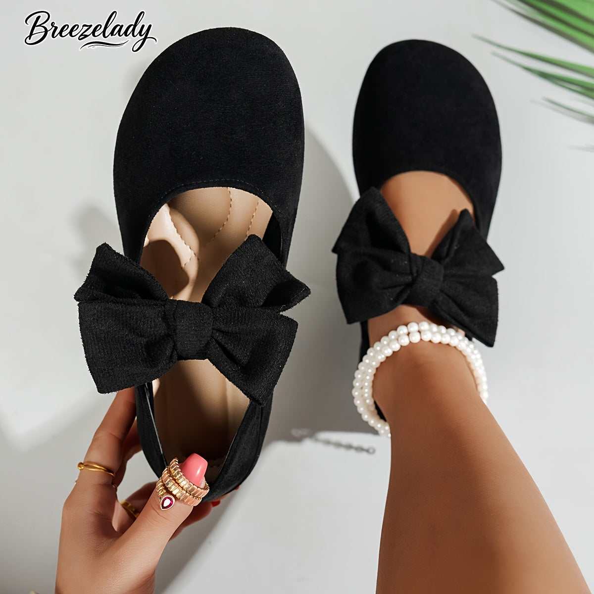 Old Beijing Cloth Shoes Mother'S Shoes New Genuine Metal Buckle Bow Single Shoes Black Work Shoes Soft Sole Comfortable Work Shopping Shoes, Women Shoes