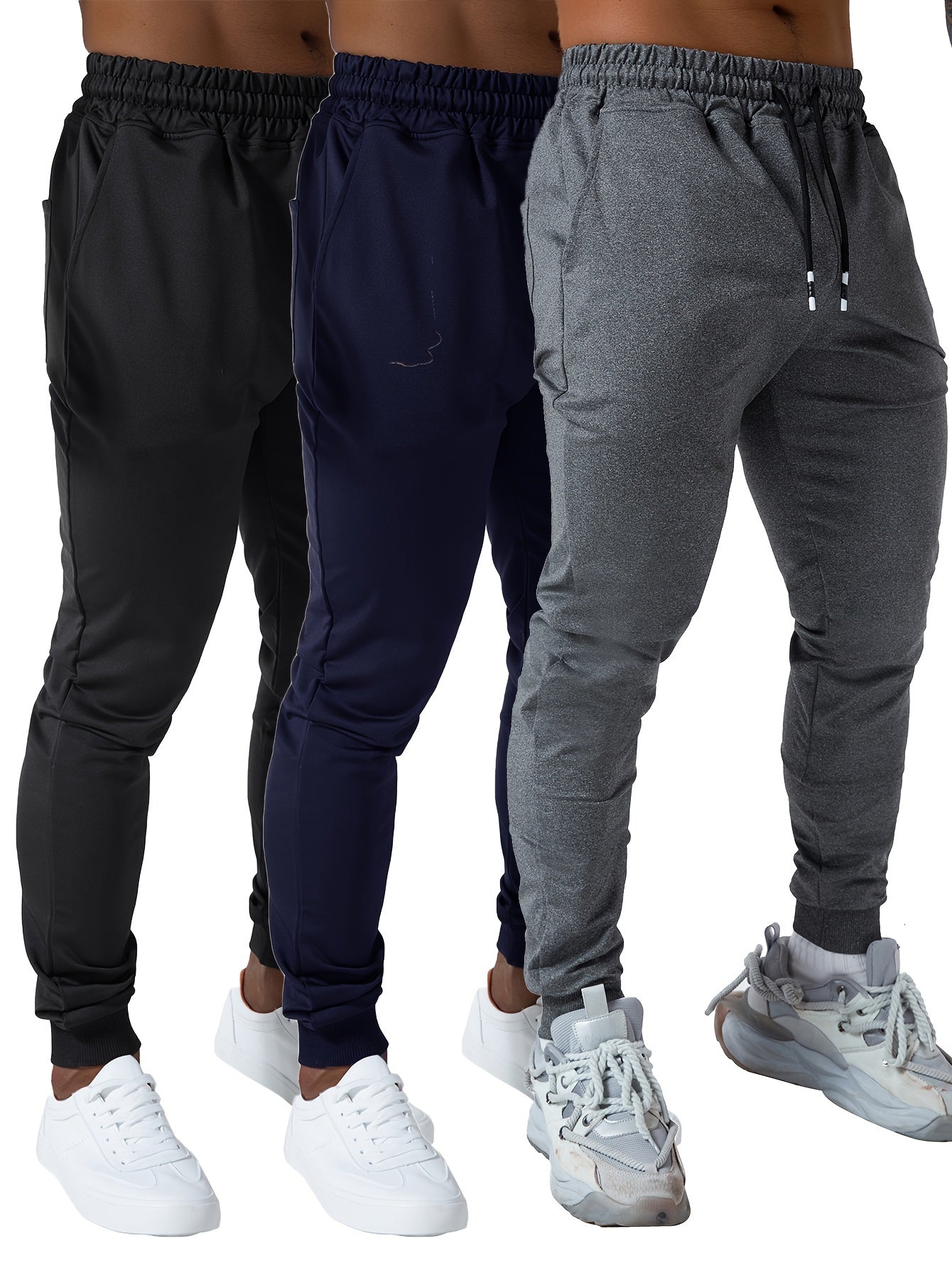 Set of 3 Men'S Athletic Joggers, Stylish Sweatpants for Sports
